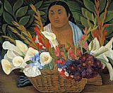 Diego Rivera Canvas Paintings - Flower Seller